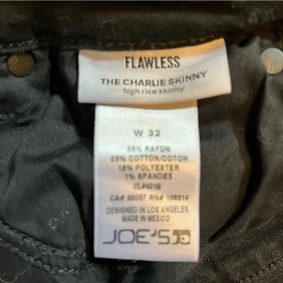 Joes Jeans Flawless The Charlie High Rise Skinny Jeans Black Stretch Denim 32 - Picture 7 of 12